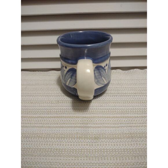 Pfaltzgraff VILLA FLORA Blue Leaf Flowers Band Stoneware Coffee Mug Cup - Picture 2 of 7